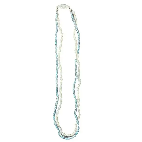 Vintage Beaded Necklaces White Blue Purple Green Blue Bangle Bracelet 4 Pieces - Picture 5 of 16